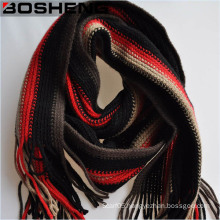 Winter Women Different Colors Long Thick Stripe Knitted Wool Scarf